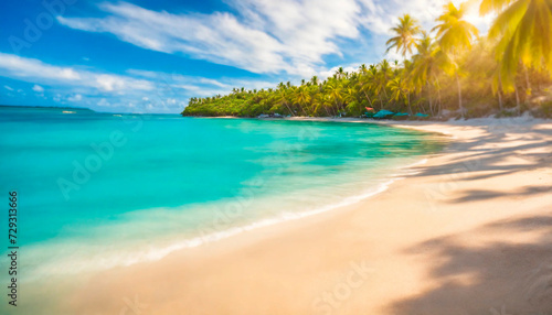 beautiful beach and palm trees. Selective focus. © yanadjan