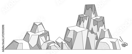 Glaciers vector illustration. The Antarctic wilderness, with its glacial expanse, is realm quiet beauty Snow-covered mountains and glaciers create breathtaking wintry panorama Glaciers metaphorically