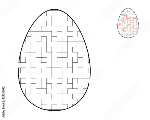 A maze puzzle. An egg shaped maze. Entertainment for children and adults.