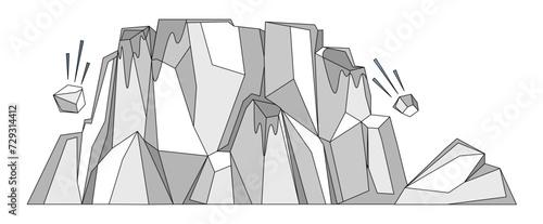 Glaciers vector illustration. Icy mountain peaks and glaciers evoke sense awe-inspiring grandeur The polar regions, with their frozen landscapes, are natures icy sanctuaries Glacial beauty thrives