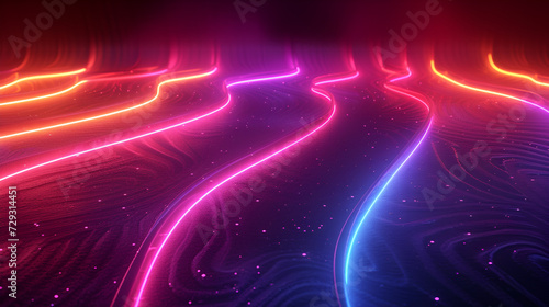 3d rendering abstract background of colorful neon wavy  generative ai