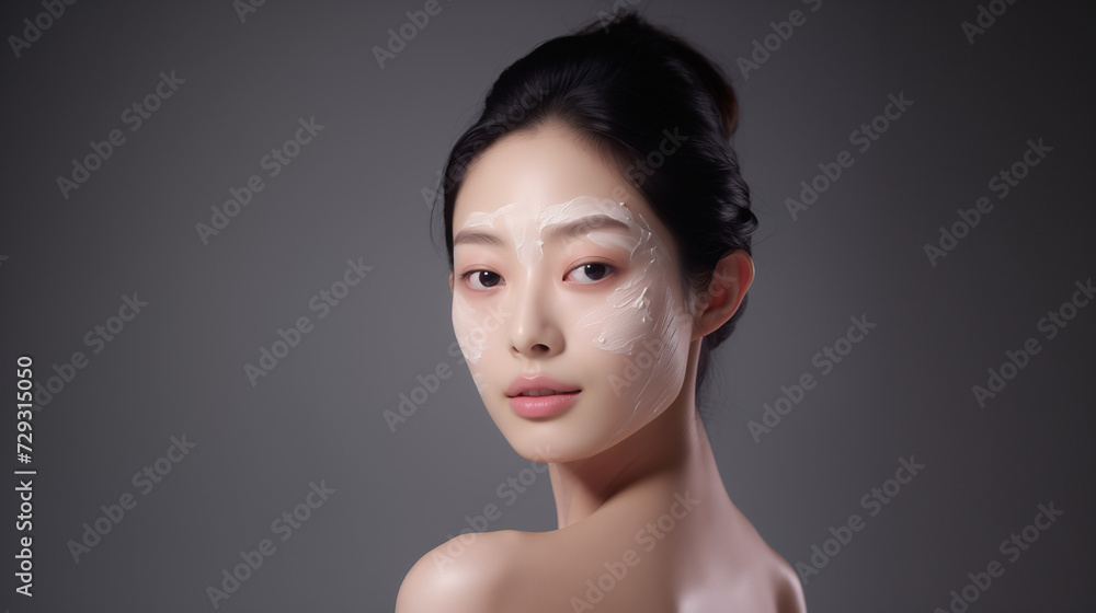 A woman taking care of her skin with anti-wrinkle creams A woman taking care of her skin with anti-wrinkle creams