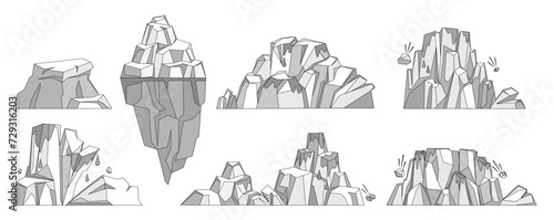 Glaciers vector illustration. Antarctic floes and glacial peaks symbolize purity Earths cold heart Glaciers, silent giants, bear witness to eternal dance nature Icy mountains and glaciers create