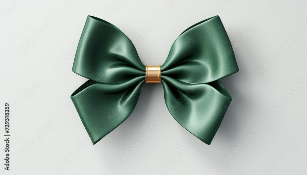 Elegant green silk gift bow isolated on white background with copy space for gifting mood Elegant green silk gift bow isolated on white background with copy space for gifting mood