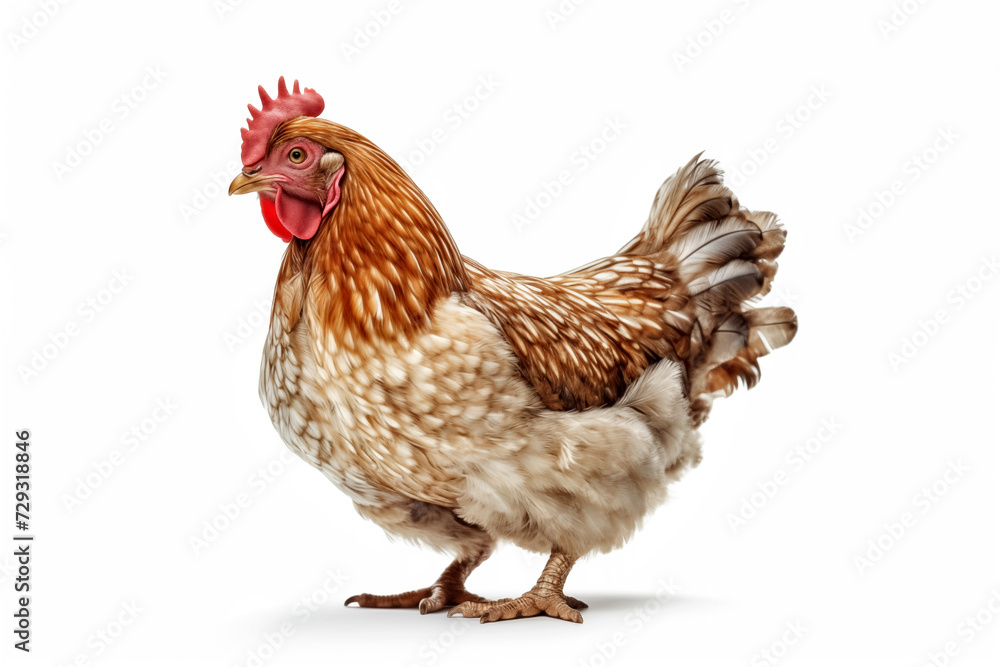 Fototapeta premium Brown hen isolated on white background.