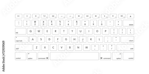 Keyboard laptop and computer isolated, blank modern key button icon. Vector