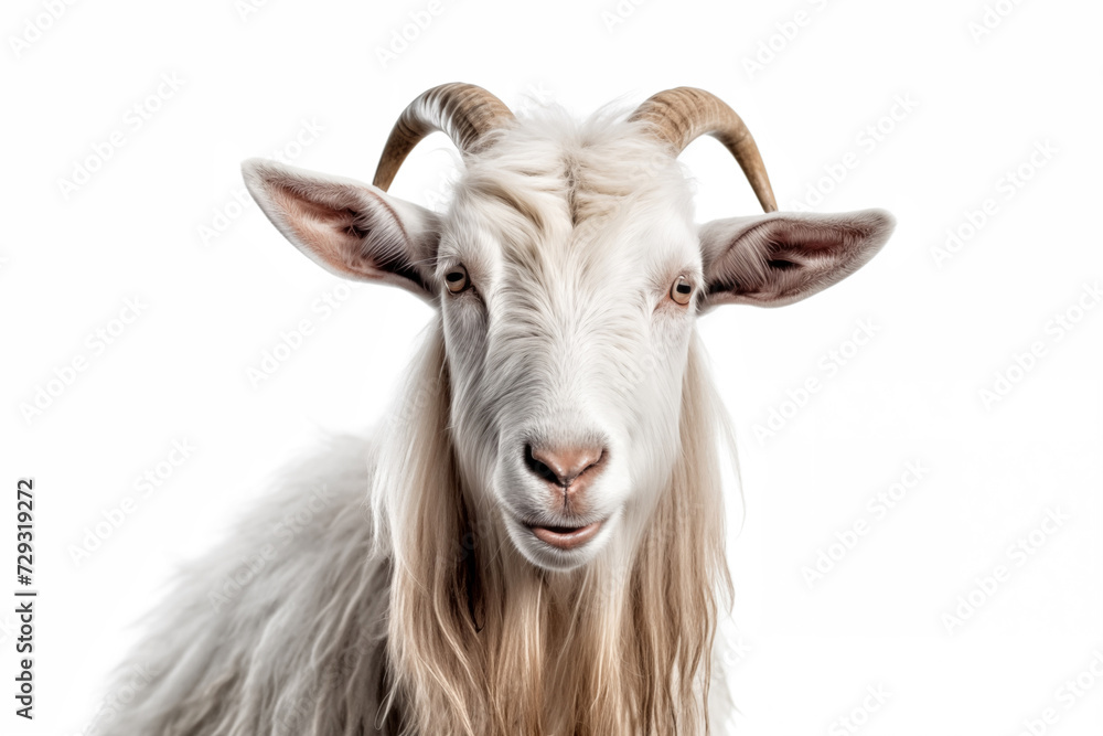 White goat on white background. White goat on white background.
