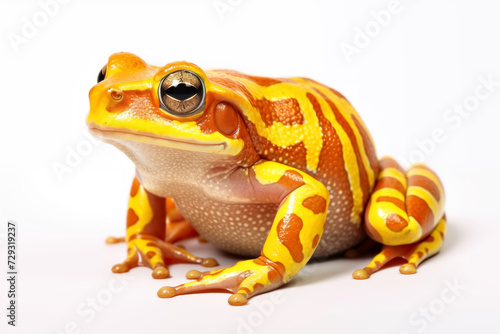 yellow spotted poison frog isolated on white background.
