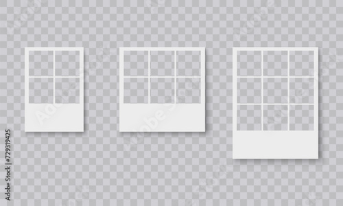 Vector photo Frames: Realistic Photo Templates with Shadows. Vintage Card Set for Stock Use. Vector Illustratios on transparent background.Png 