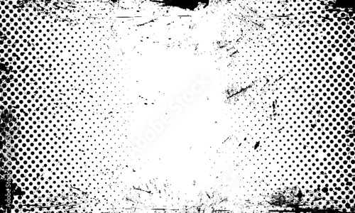 Abstract Grunge Dotted Halftone Gritty Dirty Retro Paper Print Smear Texture Vector Filter with Transparent Background