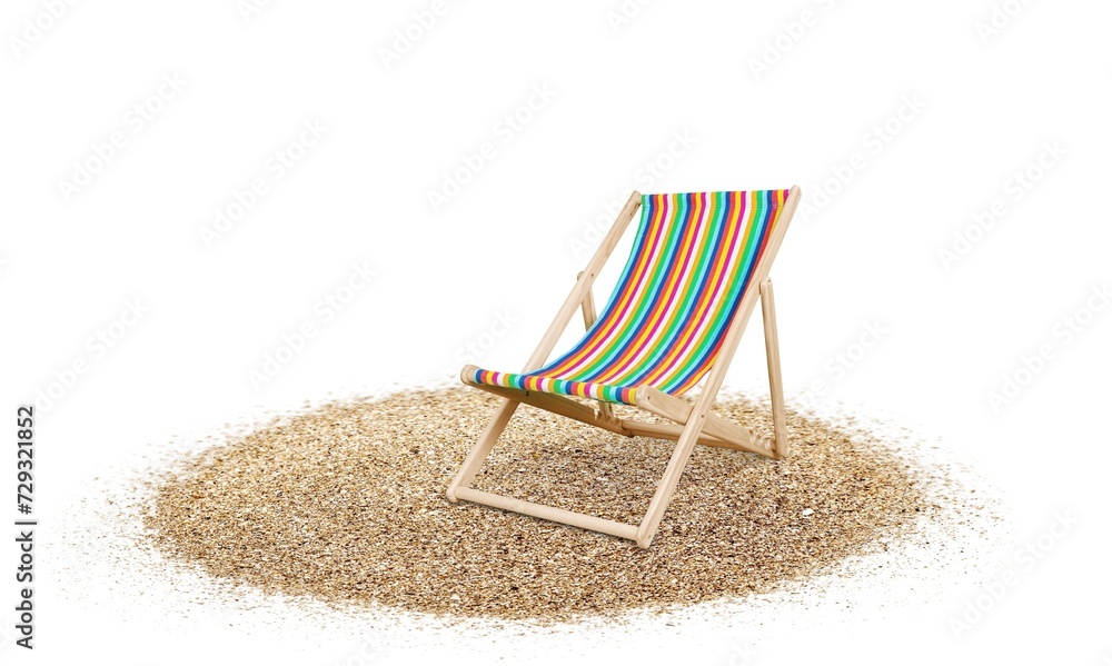 Deck chair on golden beach sand Deck chair on golden beach sand