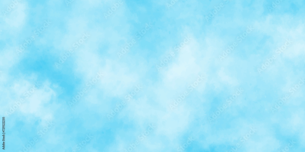 Abstract painted light blue clouds watercolor background,Watercolor blue background. Watercolor cloud texture.Turquoise color sky and moving white cloud,subtle gradients and textures.