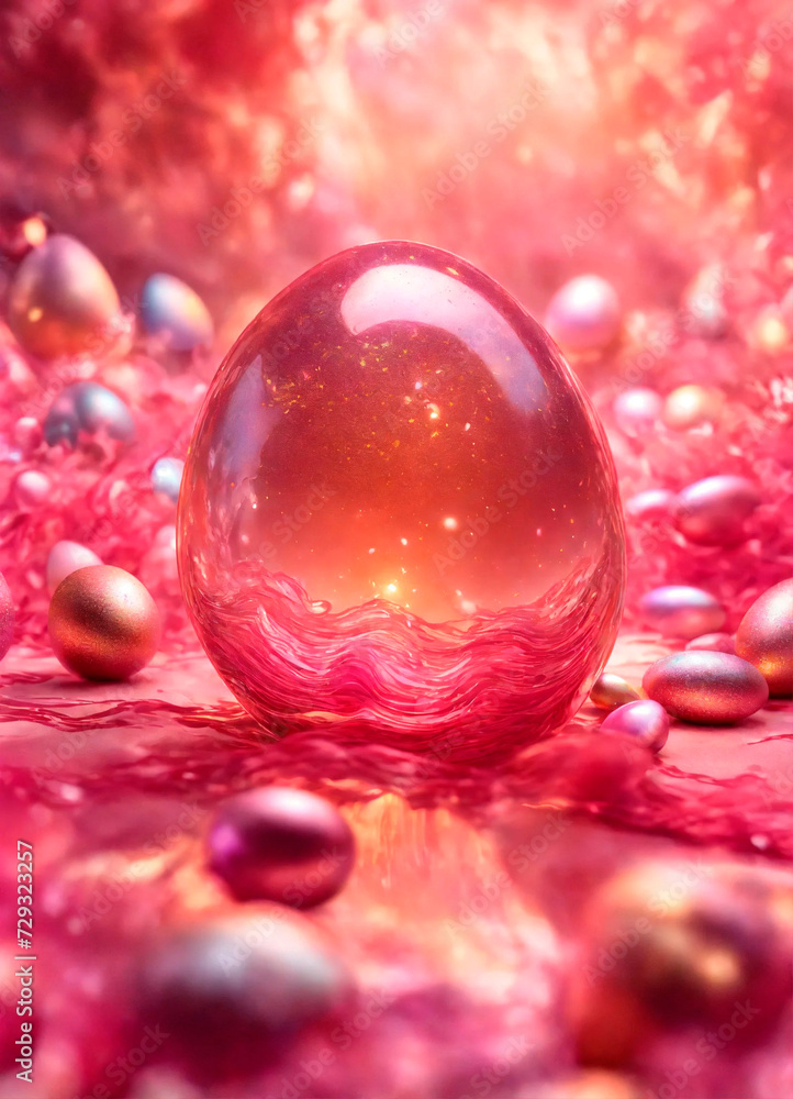 holographic Easter eggs on a shiny background. Selective focus. holographic Easter eggs on a shiny background. Selective focus.