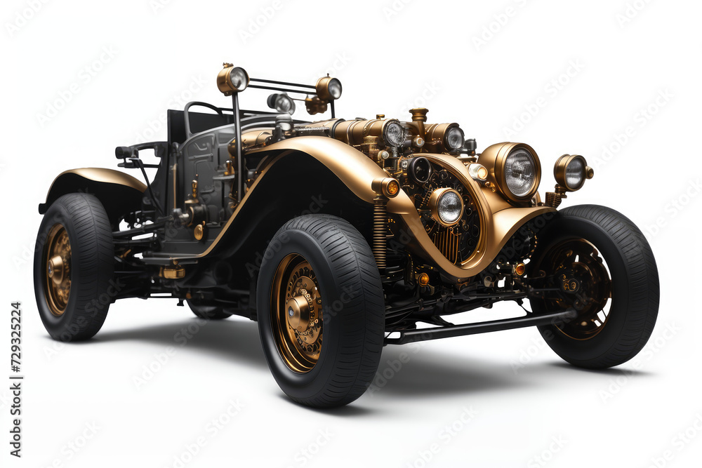 Steampunk car. Abstract illustration. AI generated. Steampunk car. Abstract illustration. AI generated.