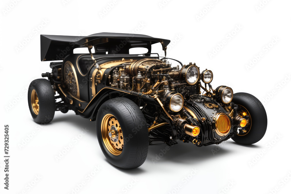 Steampunk car. Abstract illustration. AI generated.