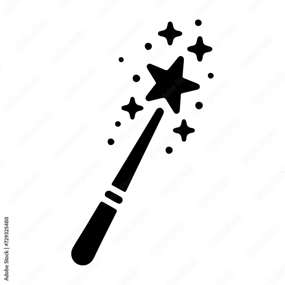 Magic wand icon, black color silhouette symbol, black color silhouette Magic wand icon, black color silhouette symbol, black color silhouette