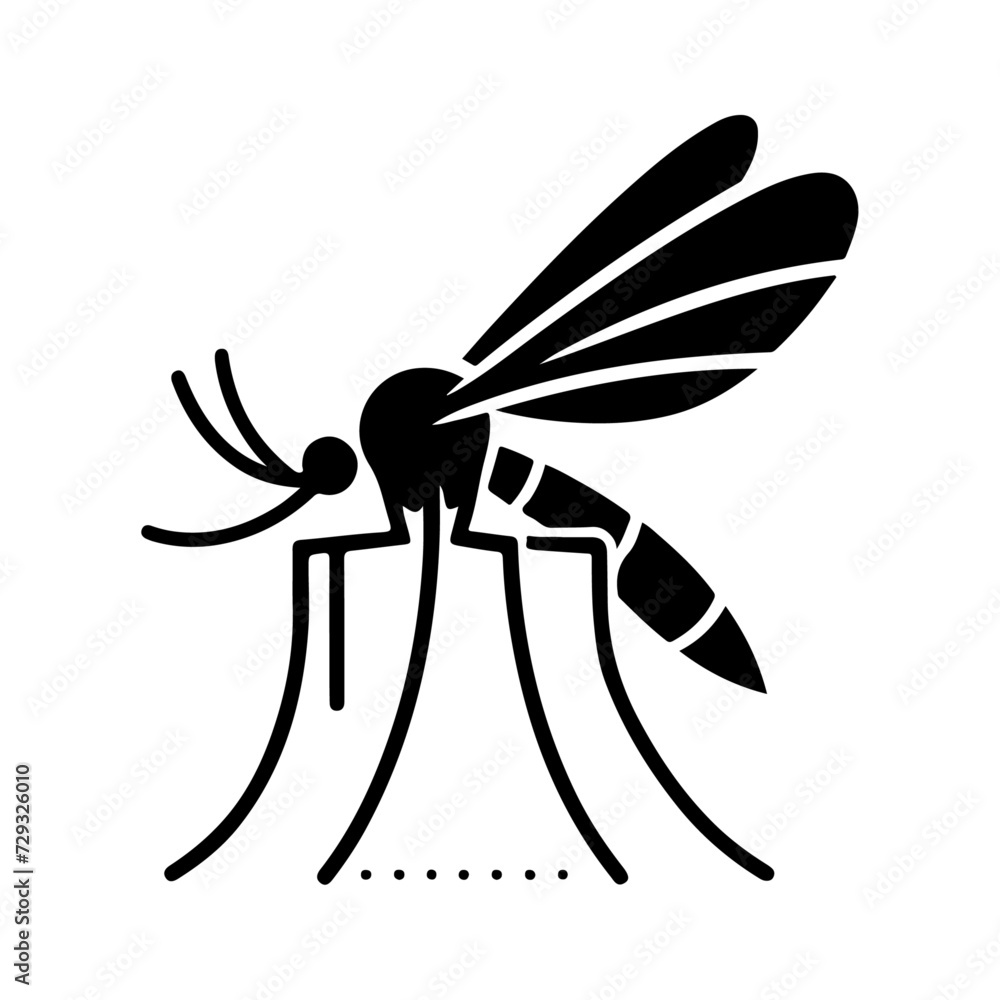 minimal Mosquito logo concept, clipart, symbol, black color silhouette minimal Mosquito logo concept, clipart, symbol, black color silhouette