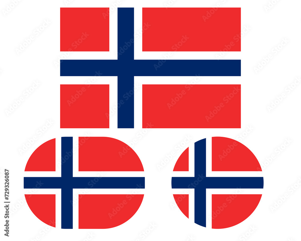 Obraz premium Flag in a rectangular square and circle, isolated png background. Flag of Norway