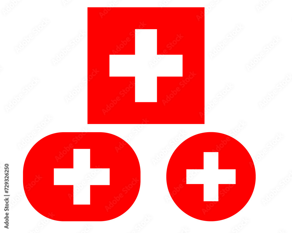 Flag in a rectangular square and circle, isolated png background. Flag of Switzerland Flag in a rectangular square and circle, isolated png background. Flag of Switzerland