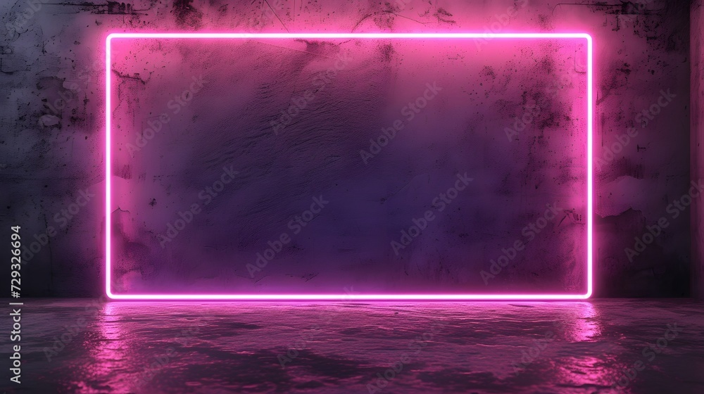 Rectangle picture frame with neon color shade. pink light for overlay element. frame for template and layout on the wall background. copy space. mockup. Rectangle picture frame with neon color shade. pink light for overlay element. frame for template and layout on the wall background. copy space. mockup.