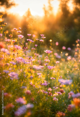 summer flowers in the meadow. Selective focus.