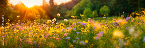summer flowers in the meadow. Selective focus.