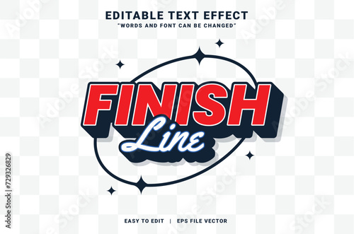 Editable text effect finish line race vintage style 3d template