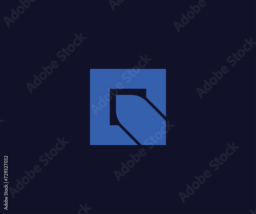 Modern Abstract letter Q logomark in deep blue with a square shape