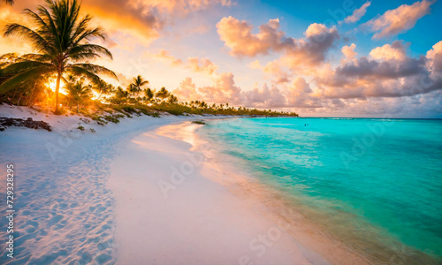 beautiful beach and palm trees. Selective focus. © yanadjan