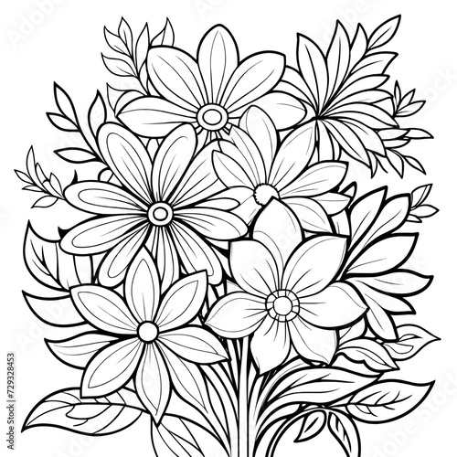 Luxury floral coloring book pages line art sketch 