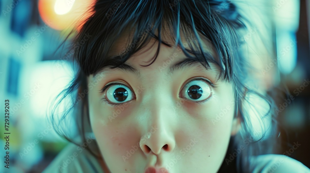 Curious Korean Girl with Exaggerated Expression Curious Korean Girl with Exaggerated Expression