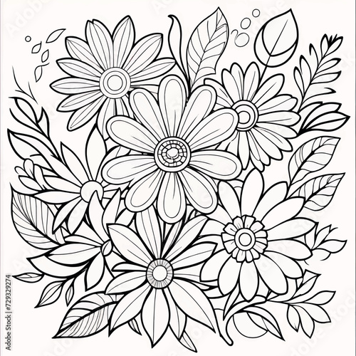 Luxury floral coloring book pages line art sketch 