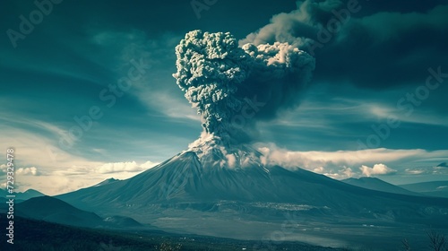 Popocatépetl volcano erupting with massive ash cloud photo