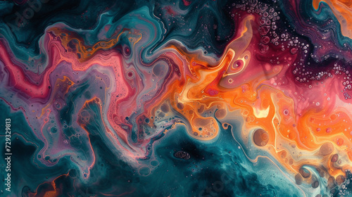 Dynamic currents of chromatic energy frozen in time, encapsulating the essence of abstract marbling photography.