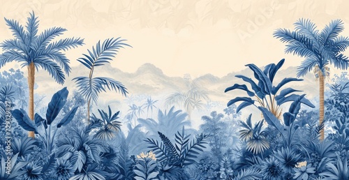 wallpaper jungle and leaves tropical forest - drawing vintage © Andrus Ciprian