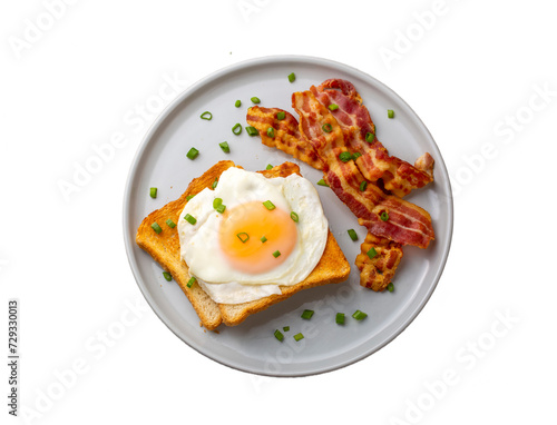 Fried eggs with bacon. Baco...