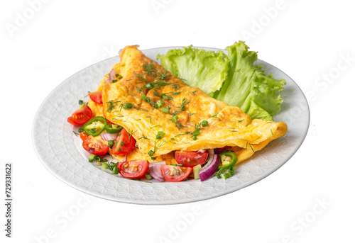 Delicious veggie omelet served on a plate