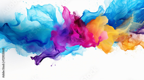 Colorful ink clouds merging in water, abstract art concept