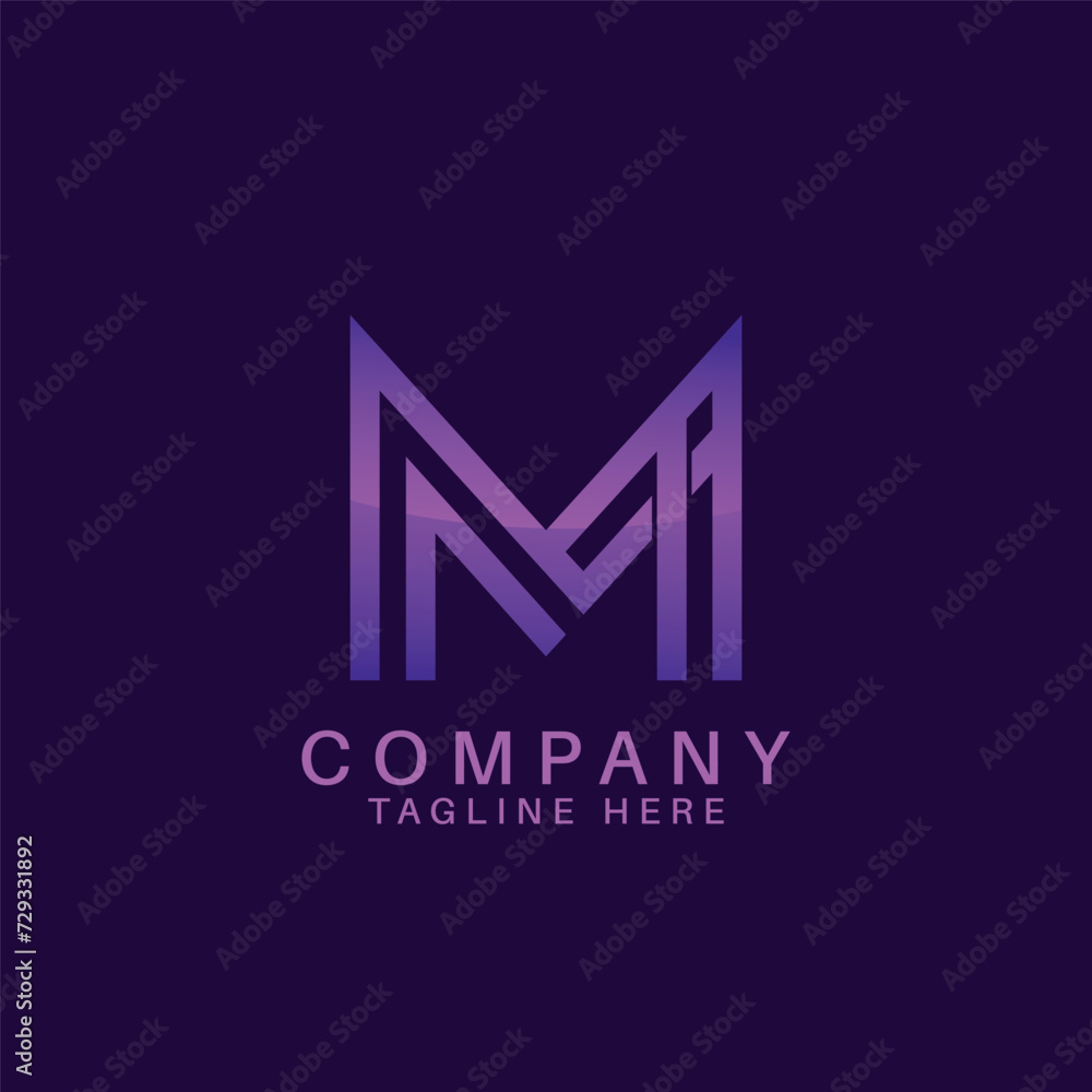 M Letter Logo Design Template, gradient logo