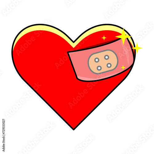 vector design of a wounded heart covered in wound plaster