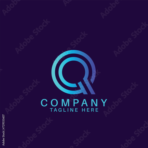 Q Letter Logo Design Template, gradient logo