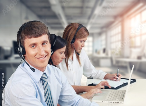 Professional worker customer support concept