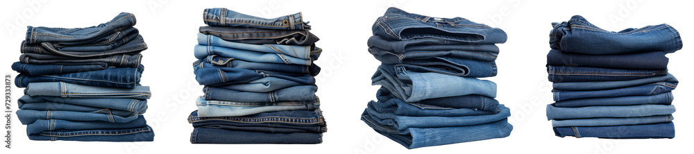 stack of different kind of blue jeans, on Transparent background
stack of different kind of blue jeans, on Transparent background