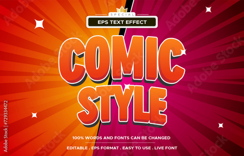 Comic style cartoon comic style modern text effect editable.