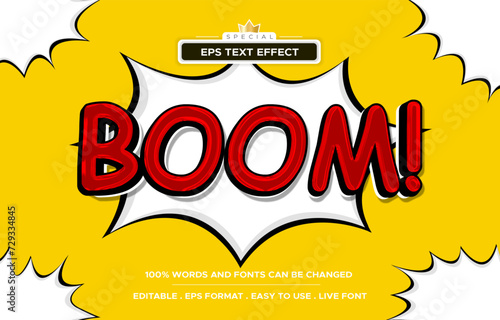 Boom cartoon comic style modern text effect editable