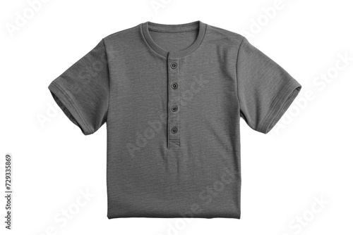 Henley Grey Color T-Shirt on Transparent Background