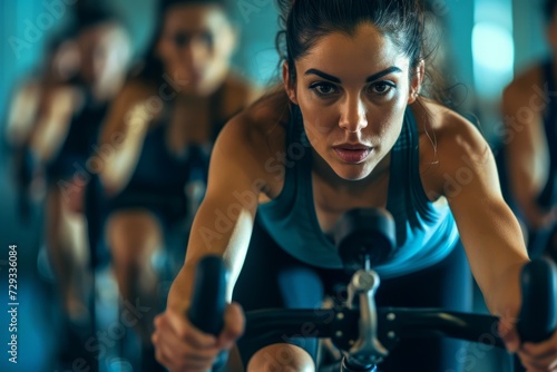 Fitness Instructor Is Leading Spin Class, Full Of Energy And Motivation