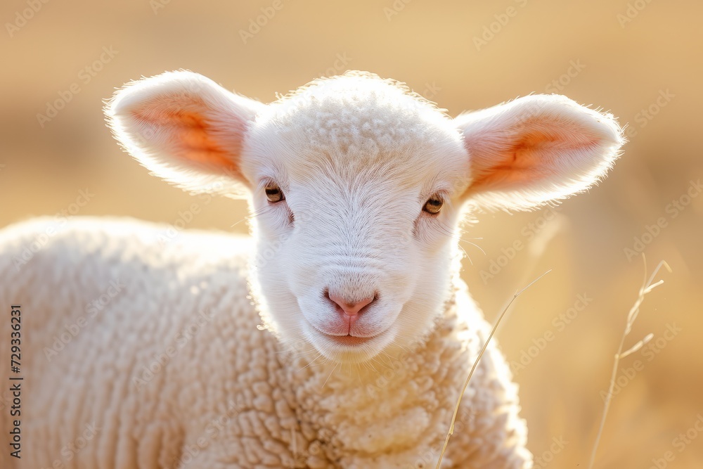 Obraz premium Heavenly Lamb Stands Peacefully, Radiating Serenity And Purity