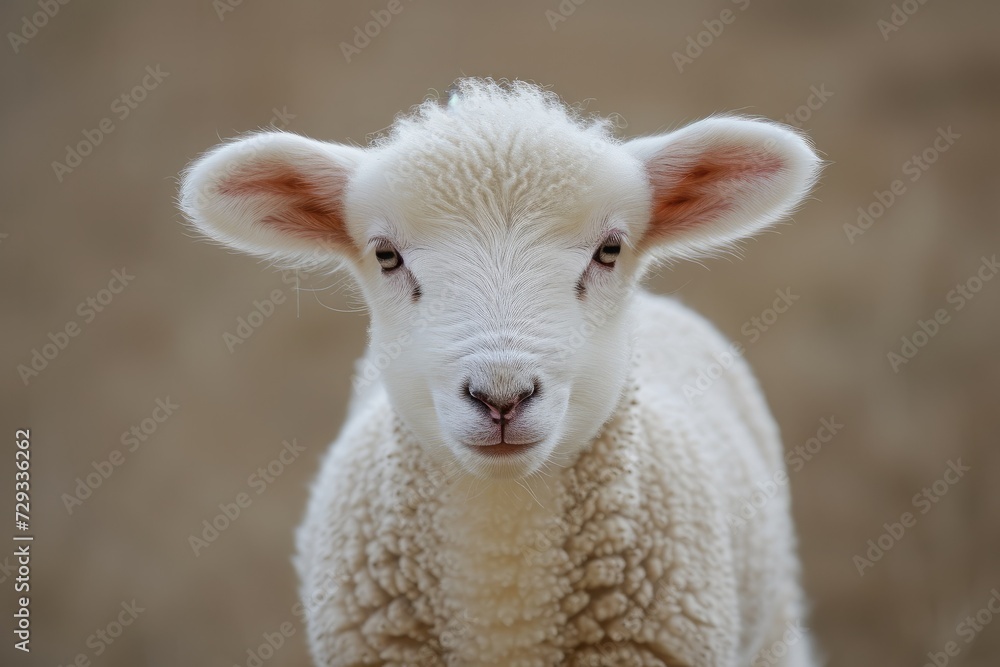 Serenity And Purity Captured: Perfectly Symmetrical Photo Of A Heavenly Lamb, Peacefully Radiating