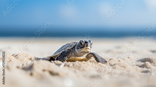 Baby sea turtle isolated on white background